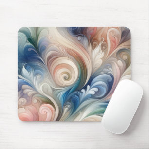 Fantasy Floral Pastel Blau & Creme Mousepad