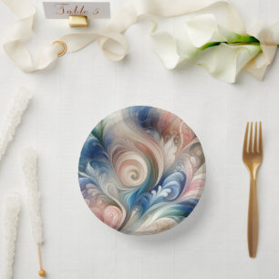 Fantasy Floral Pastel Blau & Creme Pappteller