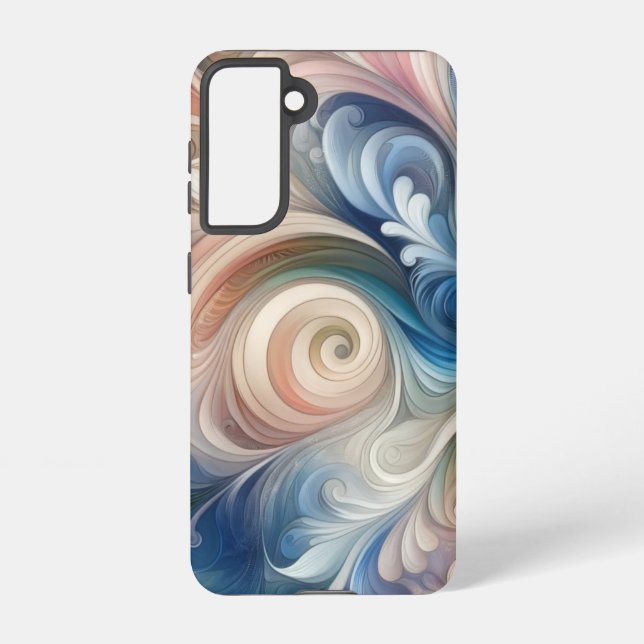 Fantasy Floral Pastel Blau & Creme Samsung Galaxy Hülle (Rückseite)