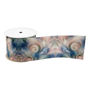 Fantasy Floral Pastel Blau & Creme Satinband