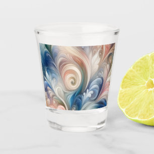 Fantasy Floral Pastel Blau & Creme Schnapsglas
