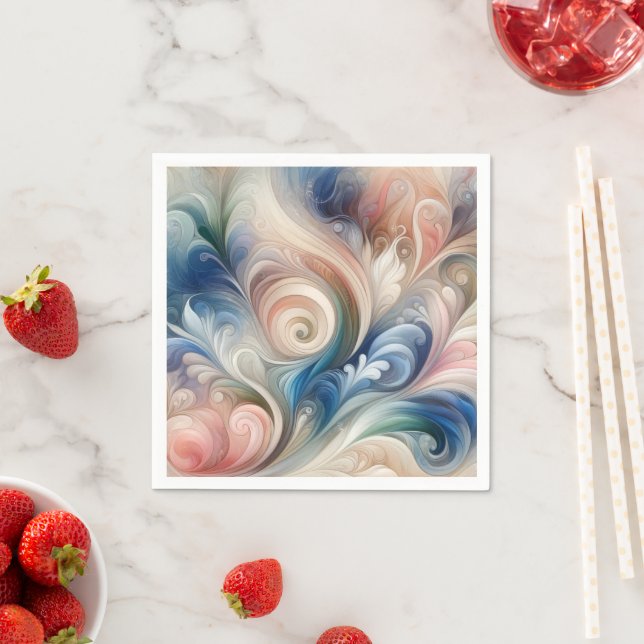 Fantasy Floral Pastel Blau & Creme Serviette (Beispiel)