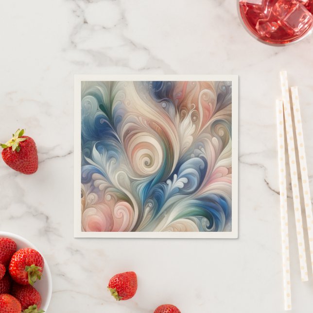 Fantasy Floral Pastel Blau & Creme Serviette (Beispiel)