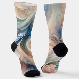 Fantasy Floral Pastel Blau & Creme Socken