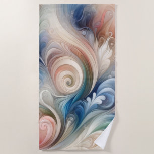 Fantasy Floral Pastel Blau & Creme Strandtuch