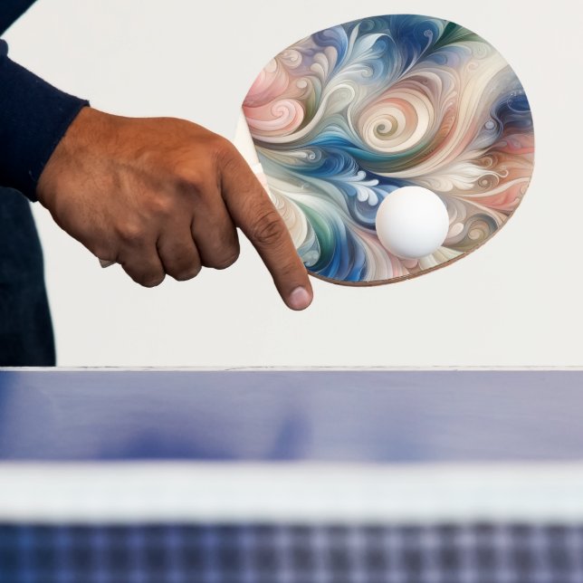 Fantasy Floral Pastel Blau & Creme Tischtennis Schläger (InSitu)