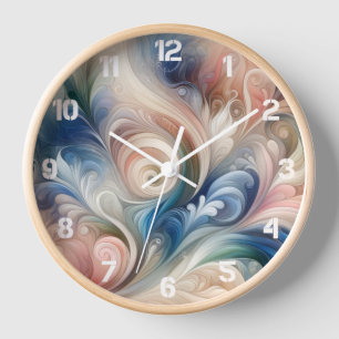 Fantasy Floral Pastel Blau & Creme Uhr