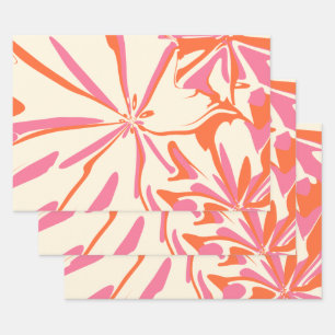 Fantasy Floral - Rosa, Orange und Creme Geschenkpapier Set