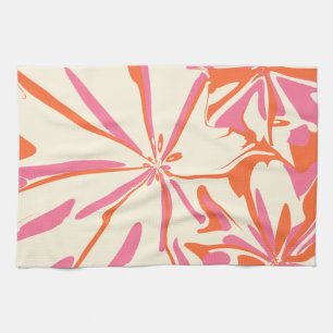 Fantasy Floral - Rosa, Orange und Creme Geschirrtuch