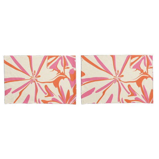 Fantasy Floral - Rosa, Orange und Creme Kissenbezug (Vorderseite-Set)
