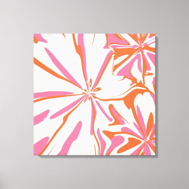 Fantasy Floral - Rosa, Orange und Creme Leinwanddruck (Vorderseite)