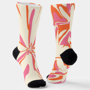 Fantasy Floral - Rosa, Orange und Creme Socken