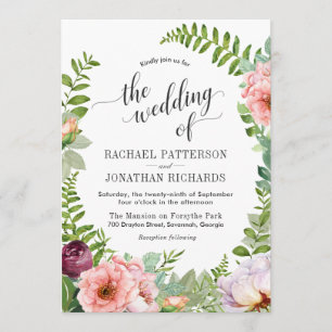 Fantasy Floral Wreath Wedding Einladung