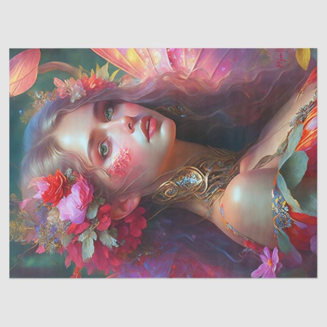 Fantasy Flower Garden Fairy Dekoupage Seidenpapier (Vorderseite)