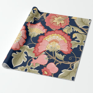 Fantasy flowers in retro, vintage, jacobean embr geschenkpapier