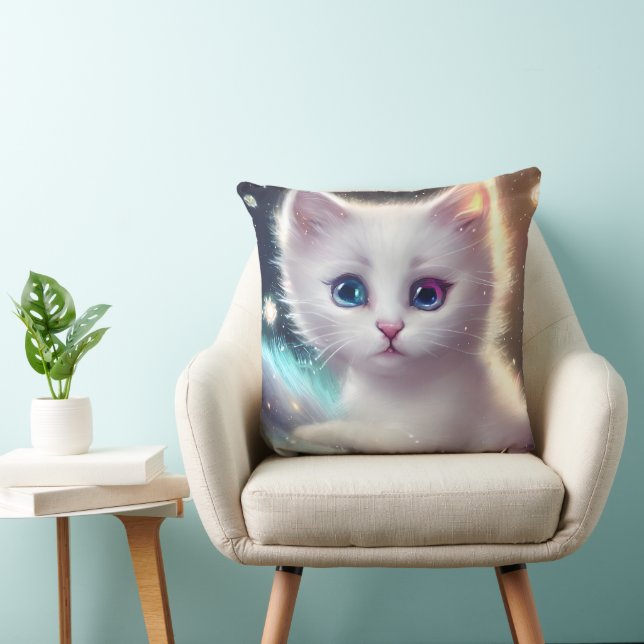 Fantasy Fluffy White Cat Kissen (Stuhl )