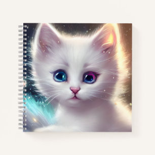 Fantasy Fluffy White Cat Notizbuch