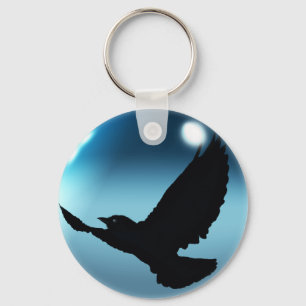 Fantasy Flying Crow & Orb Key-Kette oder Zipper-Pu Schlüsselanhänger