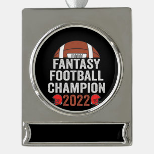 Fantasy Football Champion 2022 Fußball Lover Banner-Ornament Silber