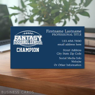 Fantasy Football Champion - Navy und White Visitenkarte