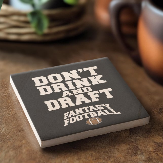 Fantasy Football Don't Drink and Draft - Schwarz Steinuntersetzer (Custom Stone Coaster)