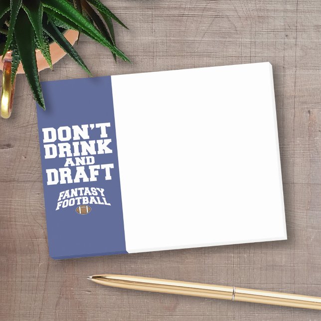 Fantasy Football Don't Drink und Draft - Navy Blue Post-it Klebezettel (Personalized Post-It Note - Football Theme)