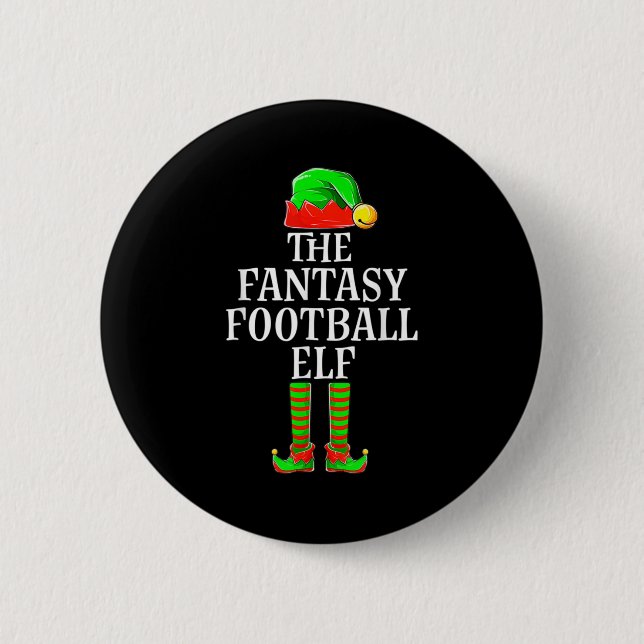 Fantasy Football Elf Apparel Men Boy Kind Weihnach Button (Vorderseite)