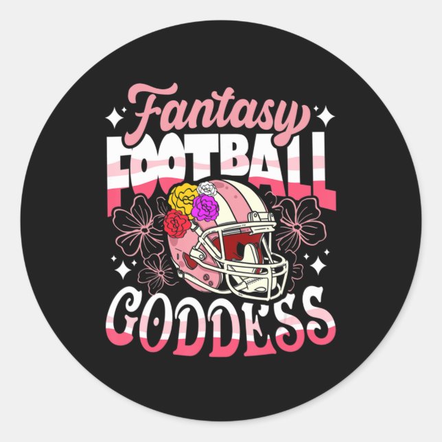 Fantasy Football Goddess Blume Helmet Women Runder Aufkleber (Vorderseite)