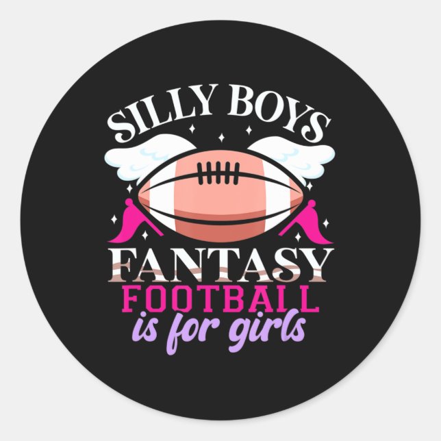 Fantasy Football ist für Girls Women Runder Aufkleber (Vorderseite)