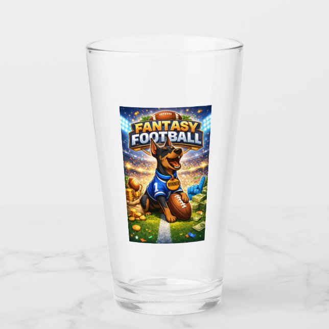 Fantasy-Football mit Hund Glas (Vorderseite)