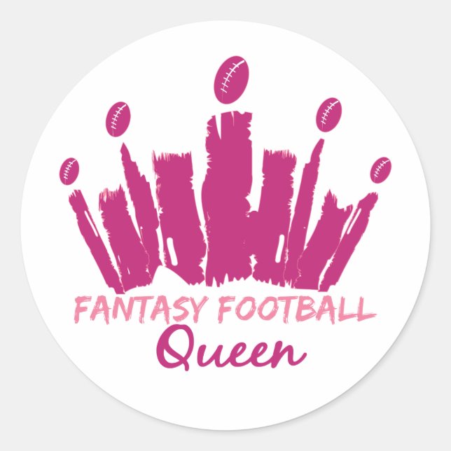 Fantasy Football Queen Runder Aufkleber (Vorderseite)