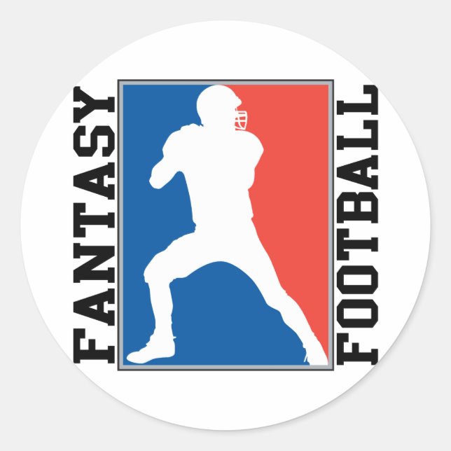 Fantasy Football, rot-weiß und blau Logo Runder Aufkleber (Vorderseite)