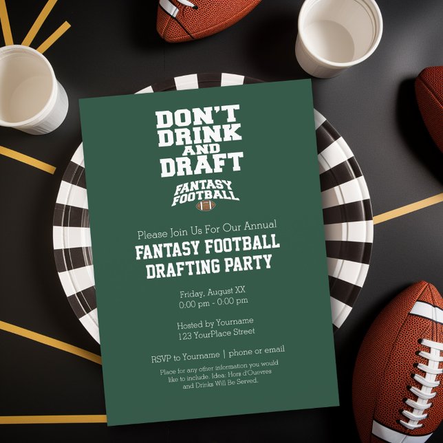 Fantasy Football - Trinken Sie nicht und entwerfen Einladung (Fantasy Football Party Invitation)