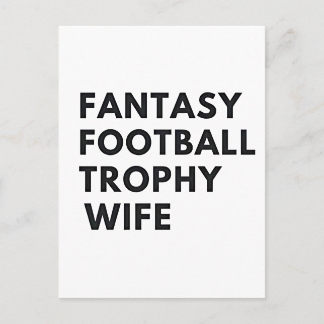 Fantasy Football Trophäe Ehefrau Funny Couples Ankündigungspostkarte (Vorderseite)