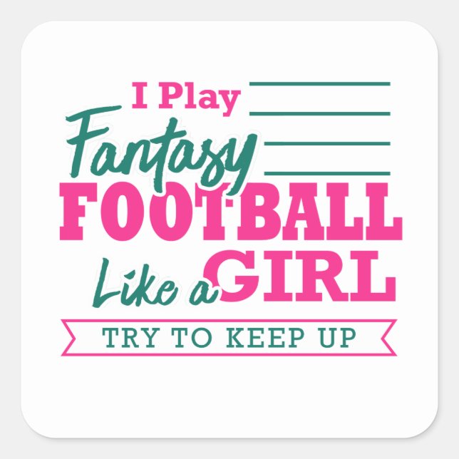 Fantasy Football Women Funny like A Girl Jersey Quadratischer Aufkleber (Vorderseite)