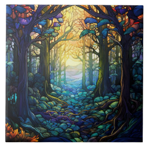 Fantasy Forest Buntglas Fliese