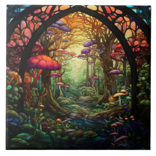 Fantasy Forest Buntglas Fliese