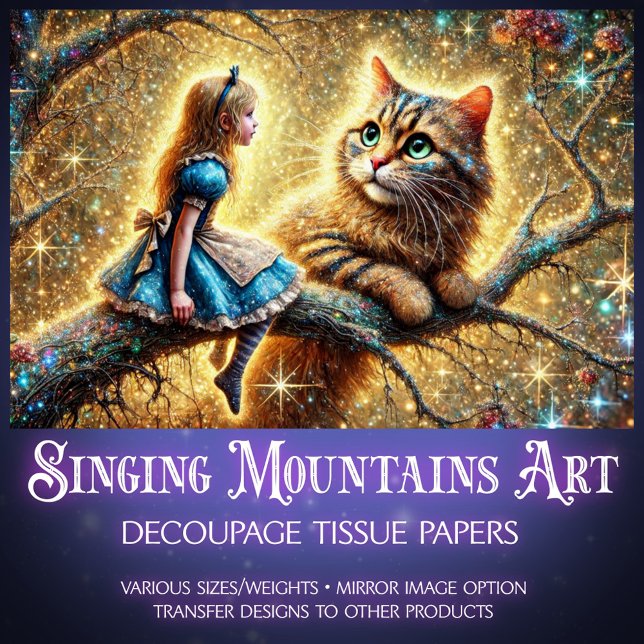 Fantasy Forest Friends Alice and Cat Decoupage Seidenpapier (Von Creator hochgeladen)