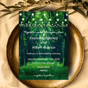 Fantasy Forest Golden Lichterkette Hochzeit Einladung