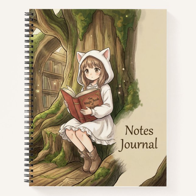 Fantasy Forest Mädchen Notizbuch (Vorderseite)