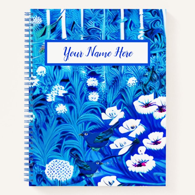 Fantasy Forest mit Blume & Birds Journal Notizbuch (Vorderseite)