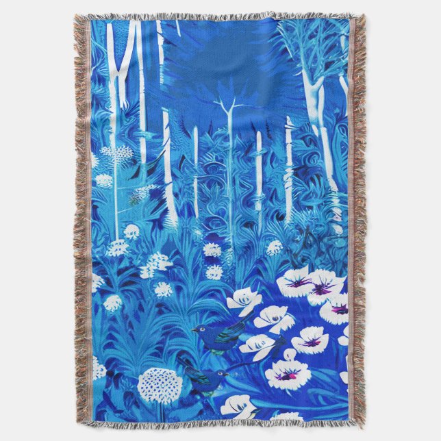 Fantasy Forest mit Blume und Vögeln Decke (Vorderseite Vertikal)