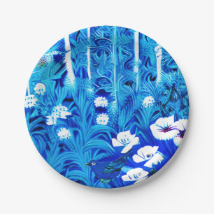 Fantasy Forest mit Blume und Vögeln Pappteller