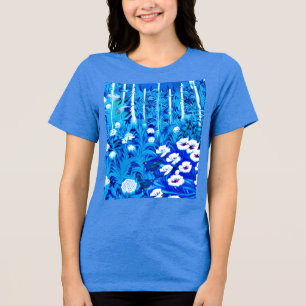 Fantasy Forest mit Blume und Vögeln Tri-Blend Shirt