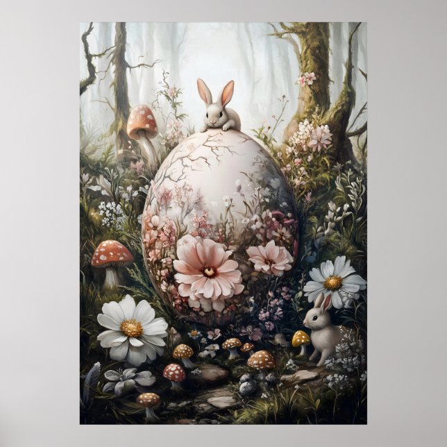 Fantasy Forest Nature Rieseneier Wand Kunst, Dicht Poster (Vorne)