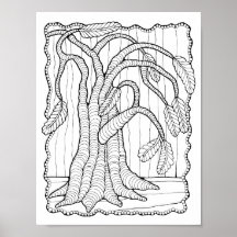 Fantasy Forest Tree Bead Border Coloring Page Art