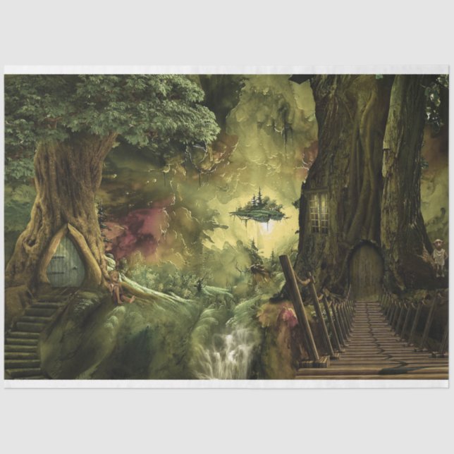 Fantasy Forest Tree House 2 Dekoupage Tissue Paper Seidenpapier (Vorderseite)