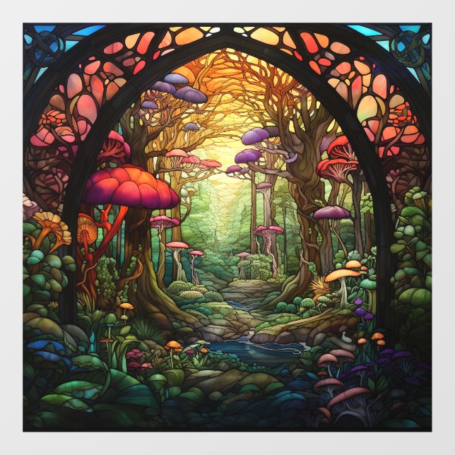 Fantasy Forest verklebt Glasfenster Fensteraufkleber (Blatt)