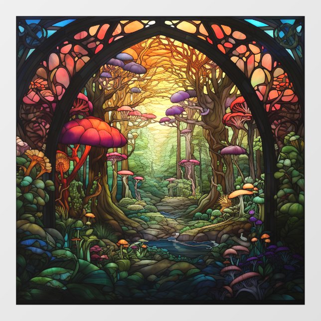 Fantasy Forest verklebt Glasfenster Fensteraufkleber (Blatt)