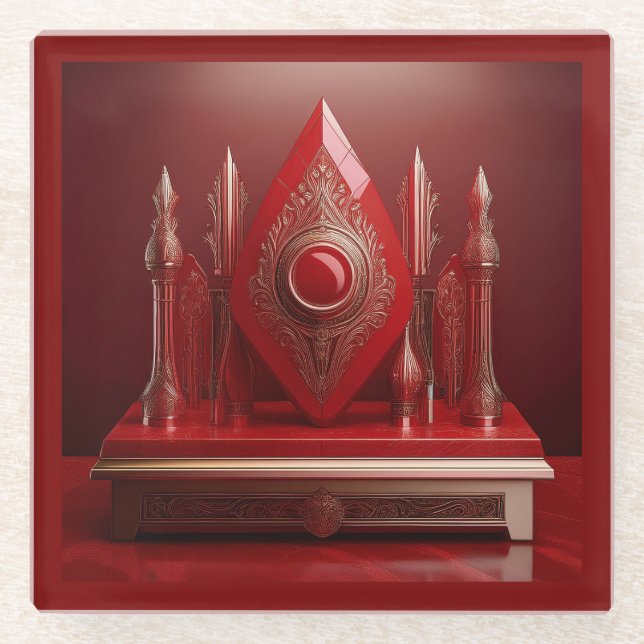 Fantasy Fountain Pen Display Glasuntersetzer (Vorderseite)